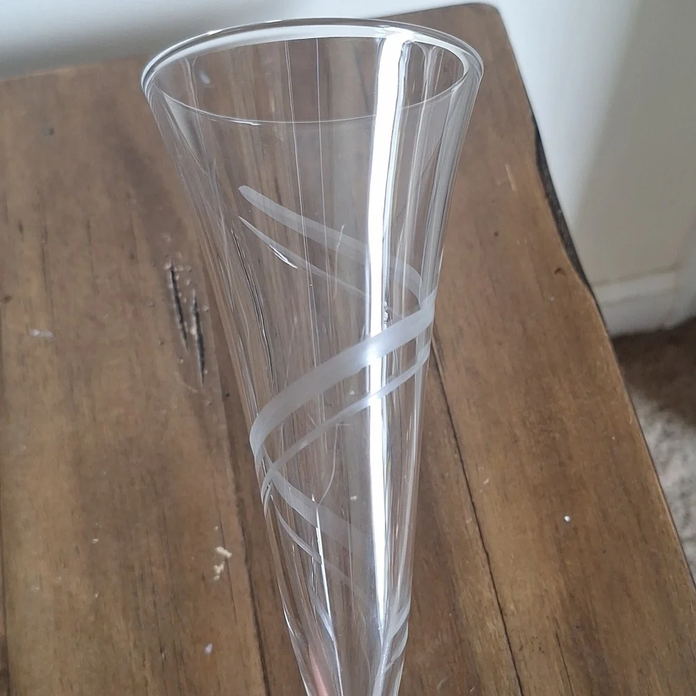 Glass Champagne Toasting Flutes Stemware Ribbon Design